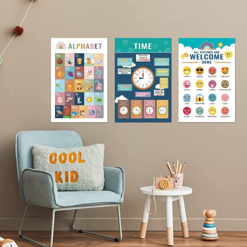 Boho Educational English Poster Set for Kids