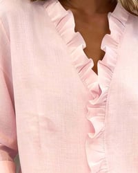 Bluse Rüsche V-Ausschnitt Langarm