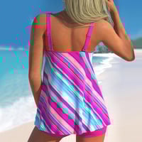 2-osainen uimapuku geometrisella raitakuviolla