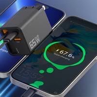 65 W GaN A+C Dual-Port-Schnellladeadapter mit einziehbarem Kabel