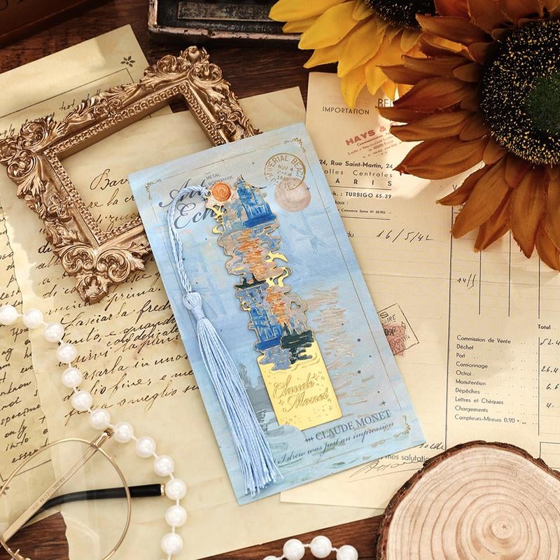Retro oil painting hollow bookmark