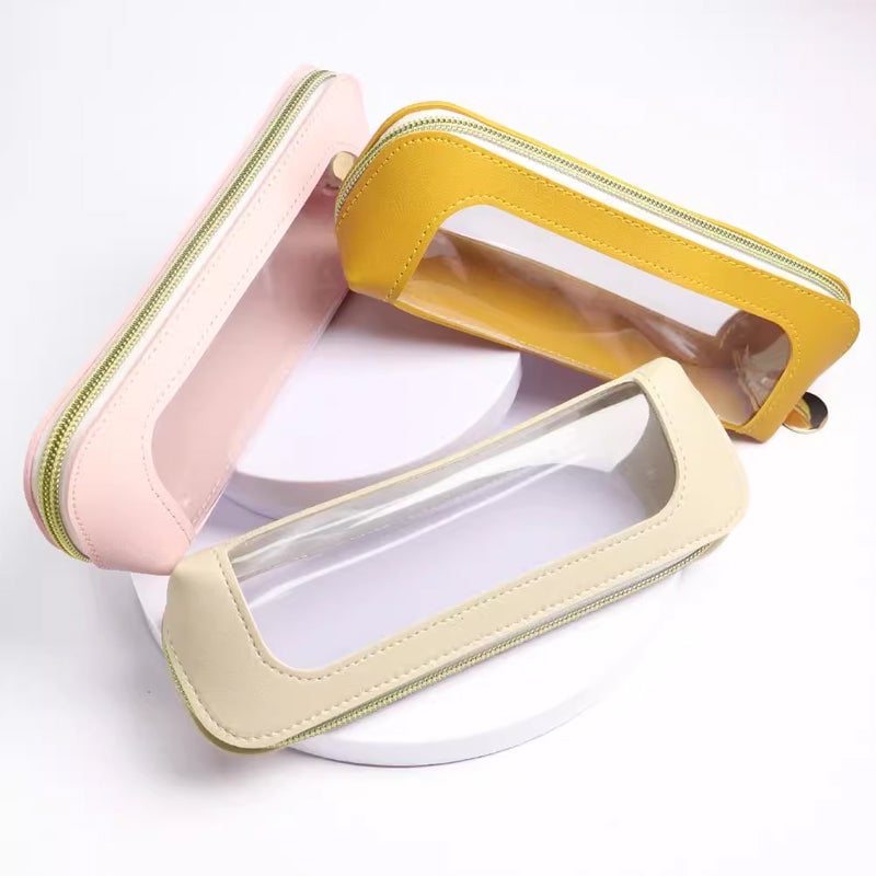 Portable Transparent Window Storage Bag (Yellow + Pink + Off White)