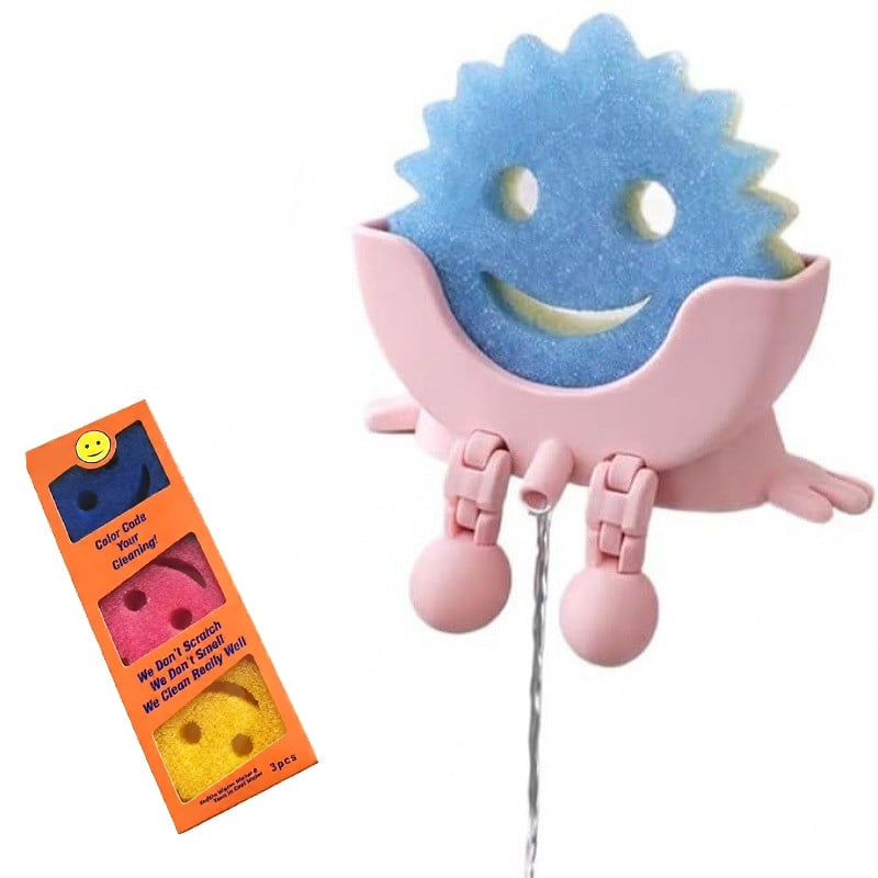 Smiley Dishwashing Sponge Holder