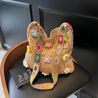 Lässige hohle Strick-Tragetasche – Gewebte Schultertasche mit großer Kapazität