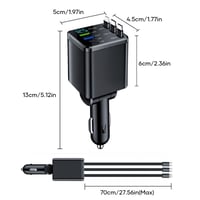 7-in-1 Universal Retractable Car Charger with Intelligent Voltage Display