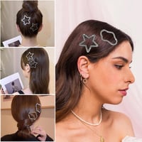 Rhinestone Bling Snap Hair Clip Barrettes (4 Stk)