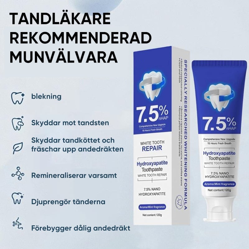 7,5 % nanohydroxyapatit-tandkräm