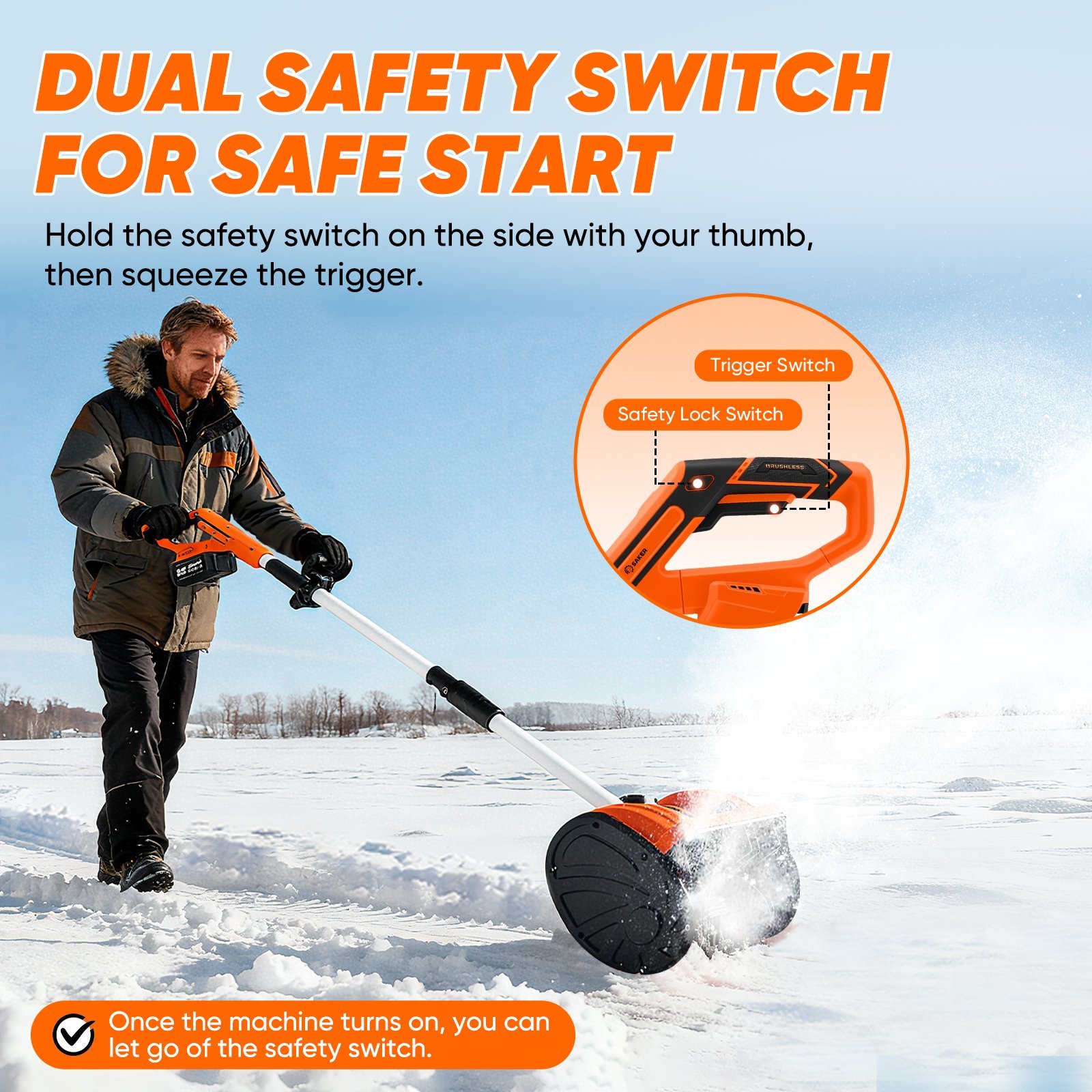 Sakerplus 22V Cordless Electric Snow Shovel