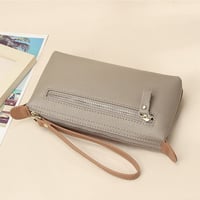 Handliche Leder-Clutch, große Geldbörse mit Reißverschluss am Handgelenk