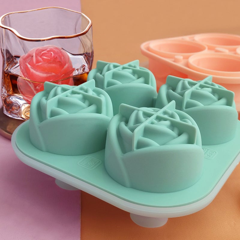 Rosen-Eiswürfelform mit 4 Fächern