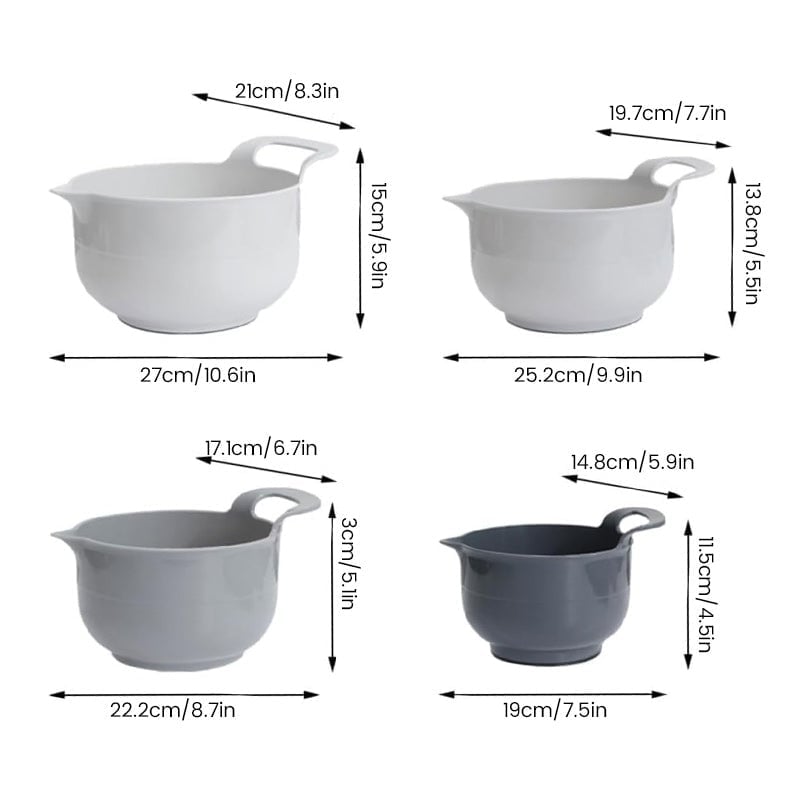 4 Piece Nesting Plastic Mixing Bowl Set