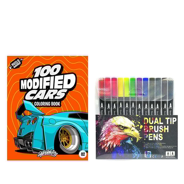 Beginner-Friendly-100 Modified Cars Coloring Book