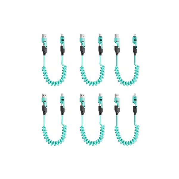 Spring retractable 4 in 1 65w fast charging data cable