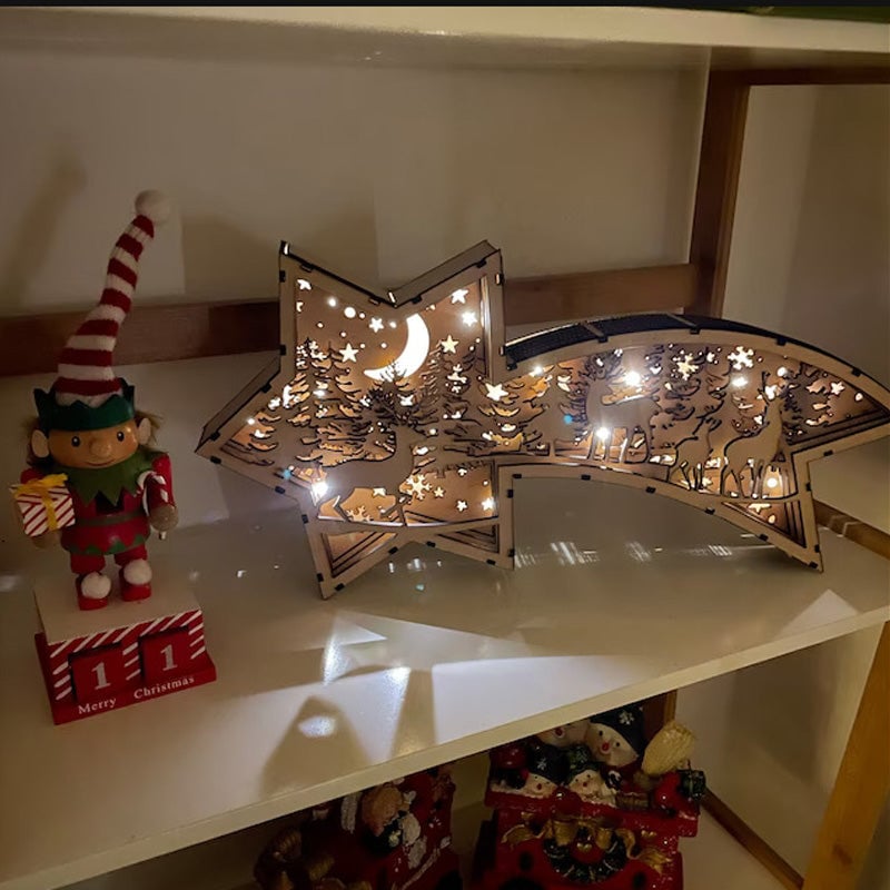 LED houten kerststerlicht