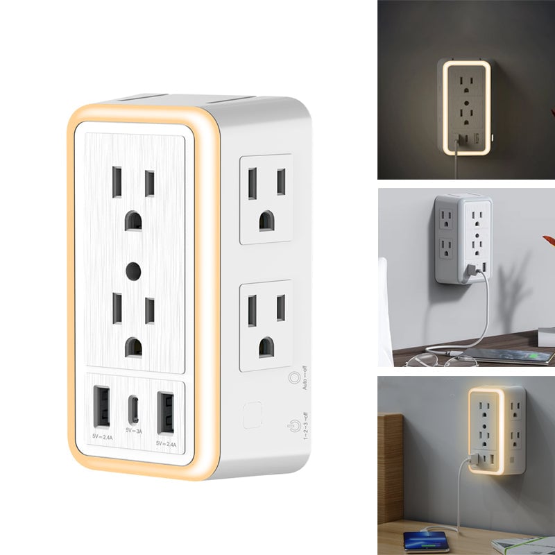 USB Light-Sensing 6-Outlet Power Strip