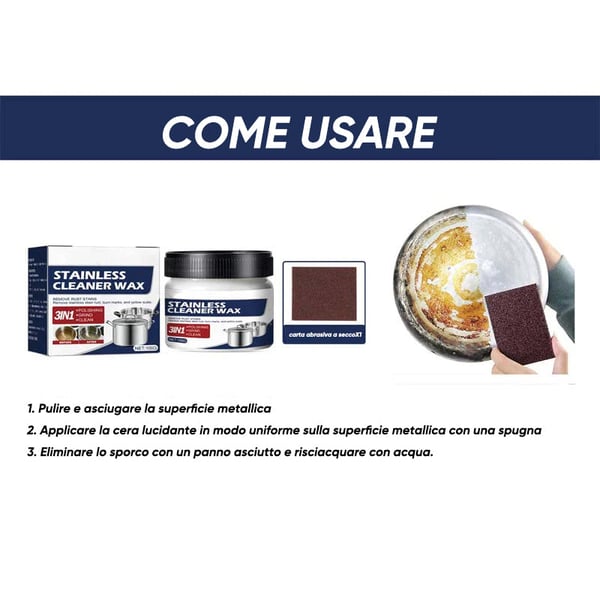 Pasta magica per la pulizia dell'acciaio inossidabile
