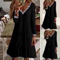 Long-sleeved Dress with V-neckline