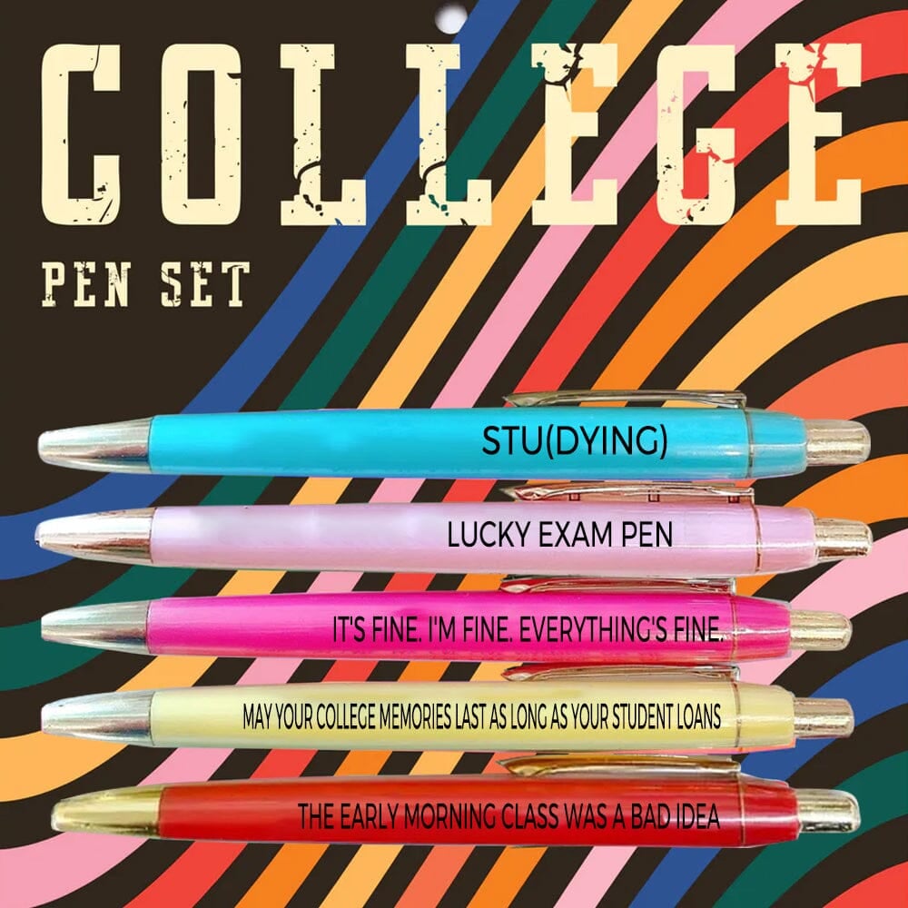 5 pcs Multicolor College Ballpoint Pens(Black ink)