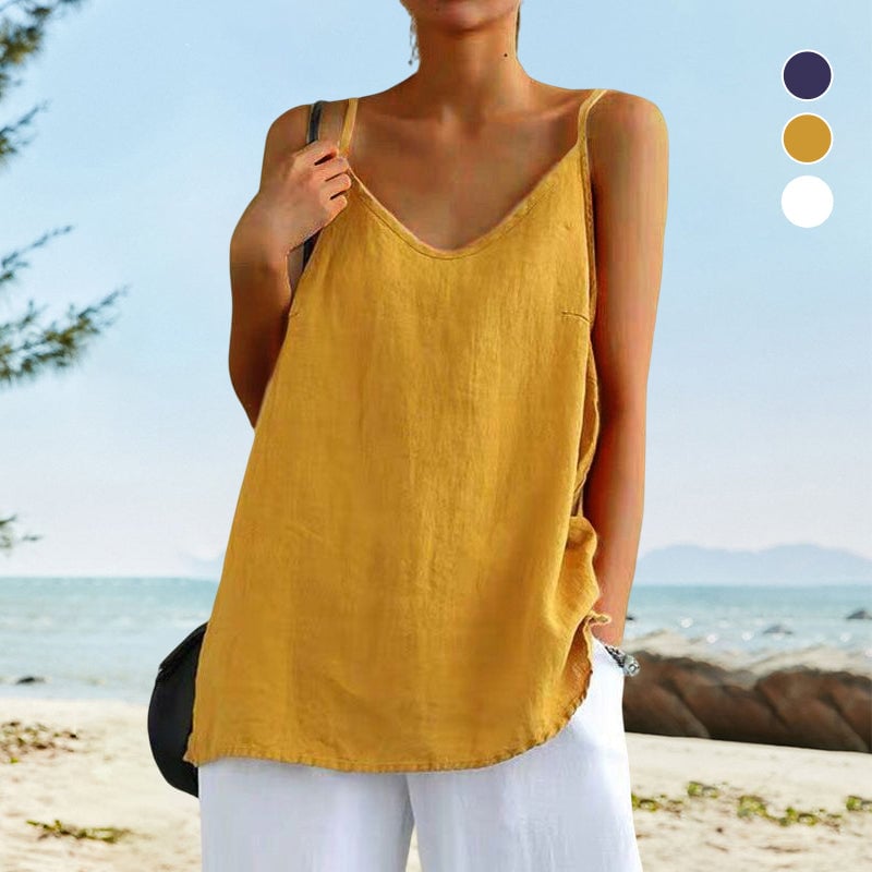 Camisola Suelta de Lino y Algodón para Mujer