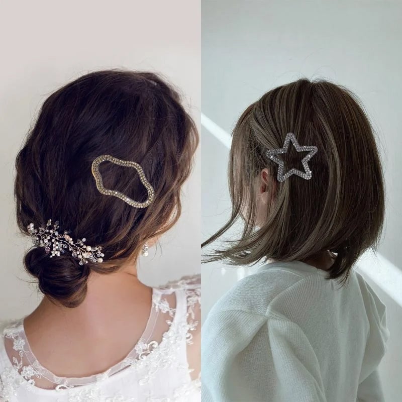 Rhinestone Bling Snap Hair Clip Barrettes (4 Stk)