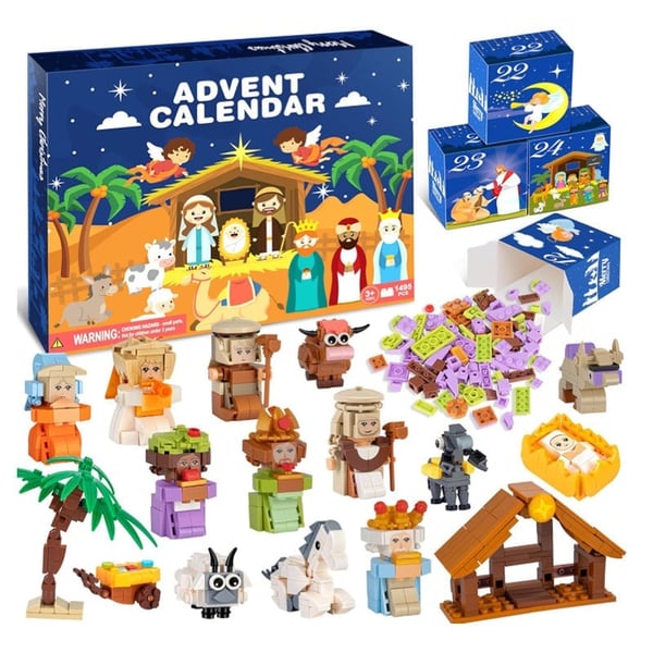 2025 Nativity Advent Calendar – 24-Day Building Block Set Christmas Countdown Gift