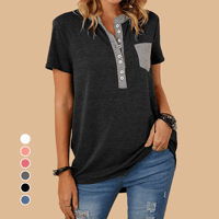 T-shirt da donna a maniche corte casual ampia monopetto