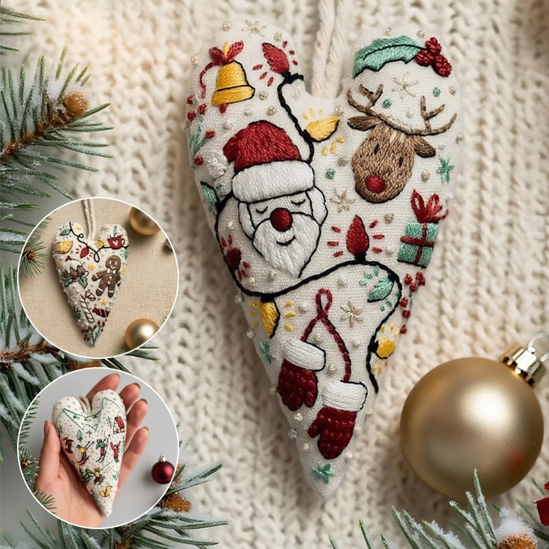 DIY Herzförmiges handgesticktes Weihnachtsornament/Ornament-Kit