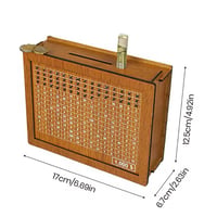 Wooden money box with engraved figures