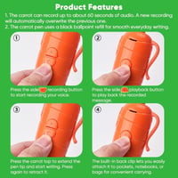Portable Carrot Voice Recorder Ballpoint Pen