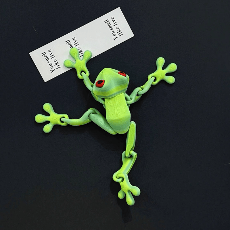 Magnetic frog displayed on a metal surface