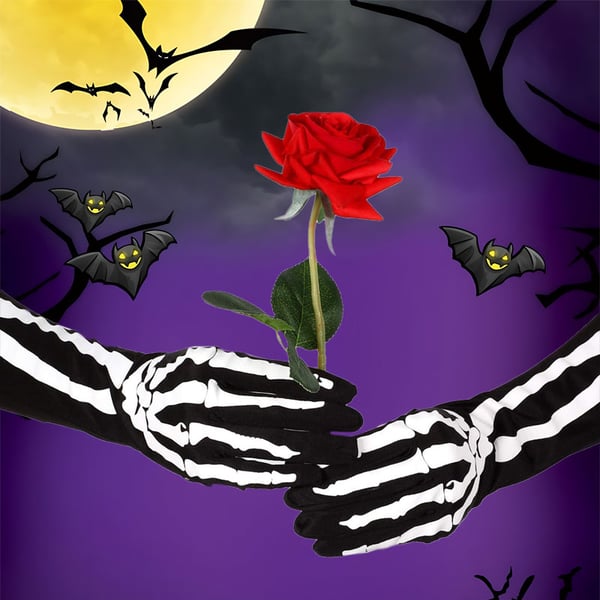 Doppelseitig bedruckte Totenkopf-Handschuhe