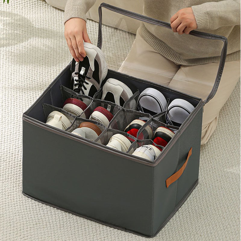 Collapsible Shoe Organizer Box with Transparent Cover