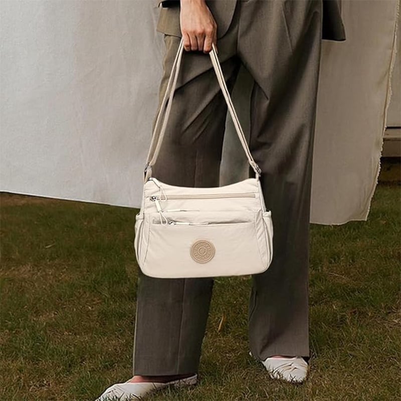Solid Color Fashionable Multi-pocket Zipper Crossbody Bag