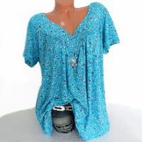 Camiseta de verano casual de manga corta con cuello en V para mujer
