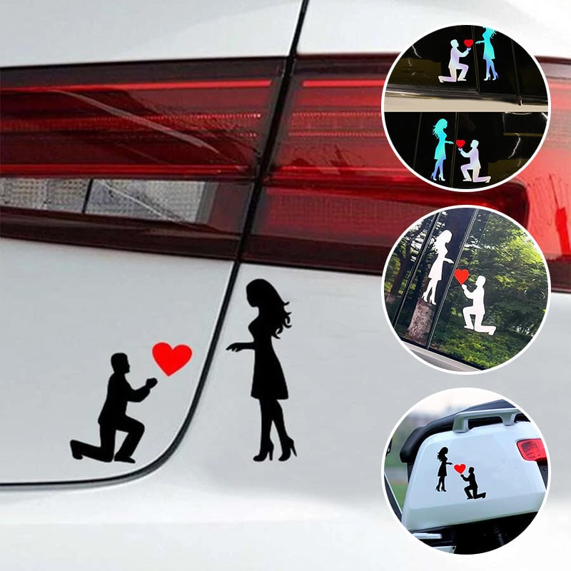 Koppelstickers Autosticker: Romantische Huwelijksaanzoekdecoratie