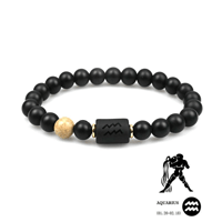 Armband mit Perlen aus schwarzem Achat mit zwölf Sternbildern