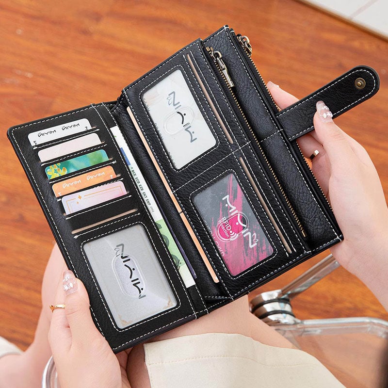 RFID Tri-fold Large Capacity Long Wallet