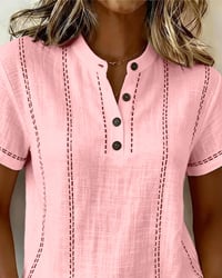 Fashion Casual Button V-Neck T-Shirt
