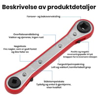 Dobbeltsidig Firkantet Skrallenøkkel for Vedlikehold 