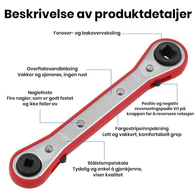 Dobbeltsidig Firkantet Skrallenøkkel for Vedlikehold 