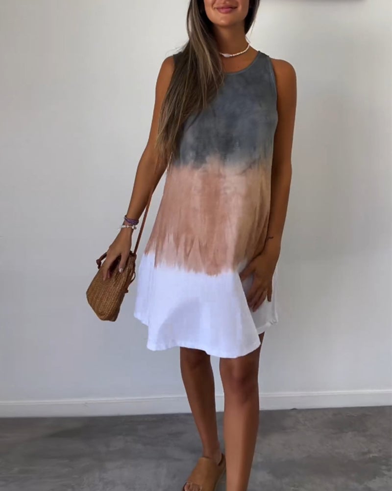 Robe décontractée sans manches bloc de couleur