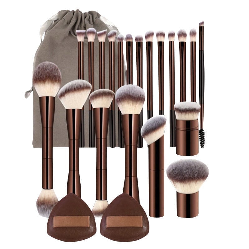 Set de 20 pinceaux de maquillage couleur café