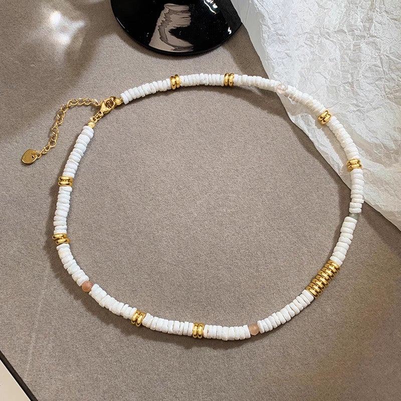 Frisbee Natural Beaded Necklace