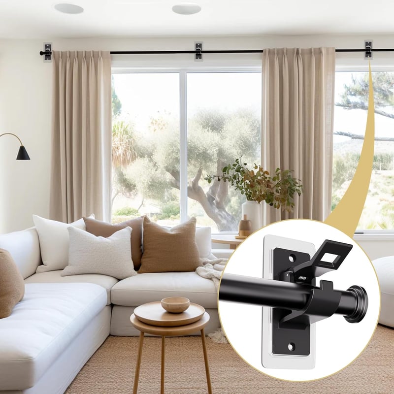No Drill Curtain Rod Brackets