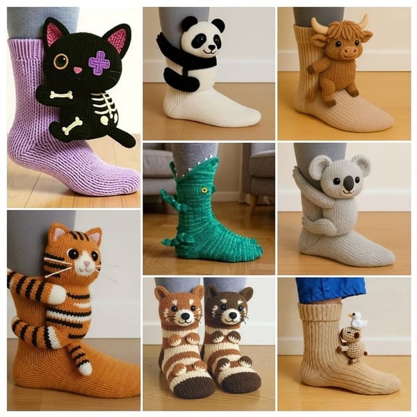 3D Knitted Animal Socks