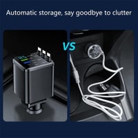 7-in-1 Universal Retractable Car Charger with Intelligent Voltage Display