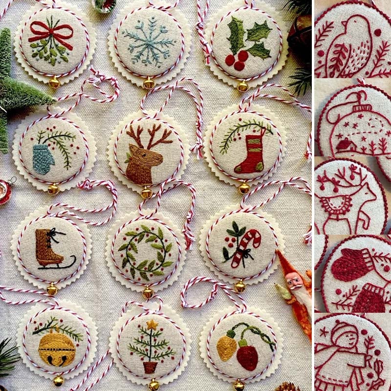 Hand Embroidery Christmas Ornaments Kit