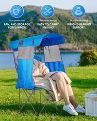 Folding Camping Chair with Canopy and Fan