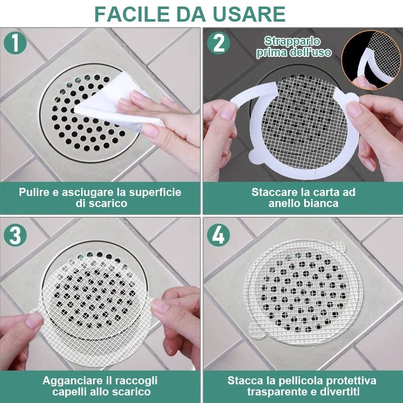 Raccogli capelli usa e getta per lo scarico della doccia