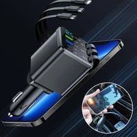 7-in-1 Universal Retractable Car Charger with Intelligent Voltage Display